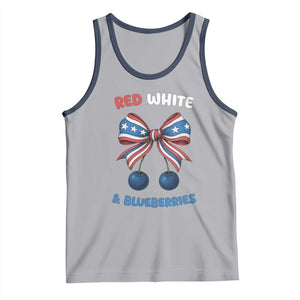 Red White and Blueberries Tank Top Retro Coquette Bow Vintage American Flag TS02 Athletic Heather Navy Print Your Wear