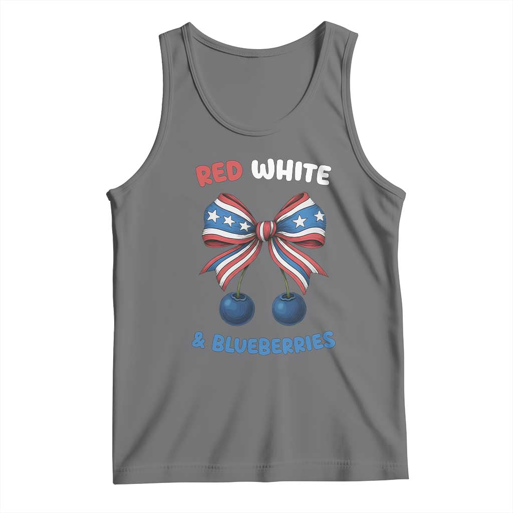 Red White and Blueberries Tank Top Retro Coquette Bow Vintage American Flag TS02 Black Heather Print Your Wear