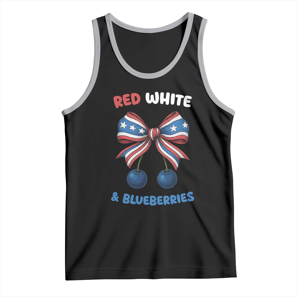 Red White and Blueberries Tank Top Retro Coquette Bow Vintage American Flag TS02 Black Athletic Heather Print Your Wear