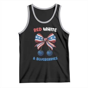 Red White and Blueberries Tank Top Retro Coquette Bow Vintage American Flag TS02 Black Athletic Heather Print Your Wear