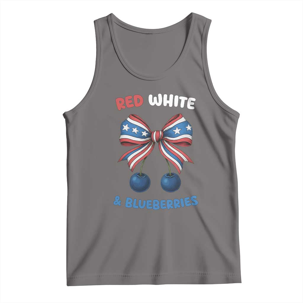 Red White and Blueberries Tank Top Retro Coquette Bow Vintage American Flag TS02 Deep Heather Print Your Wear