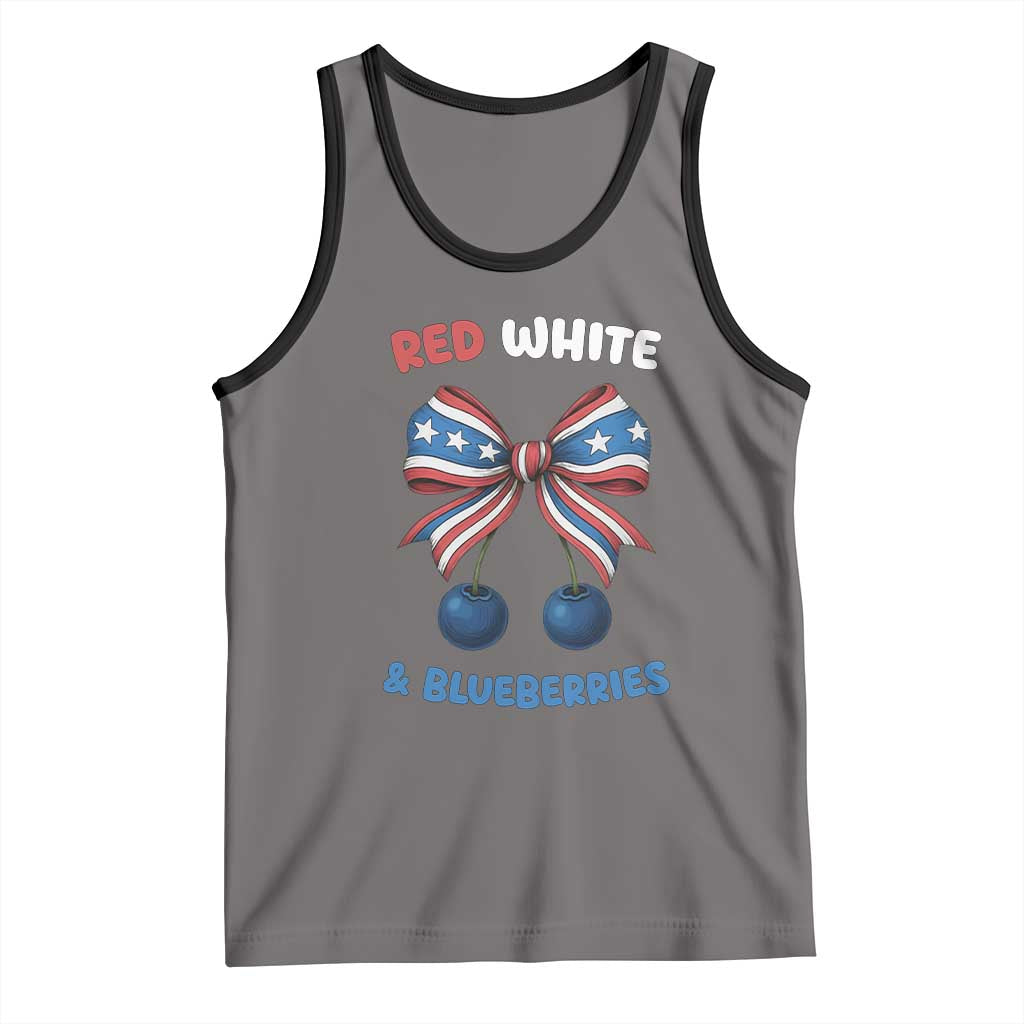 Red White and Blueberries Tank Top Retro Coquette Bow Vintage American Flag TS02 Deep Heather Black Print Your Wear