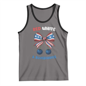 Red White and Blueberries Tank Top Retro Coquette Bow Vintage American Flag TS02 Deep Heather Black Print Your Wear