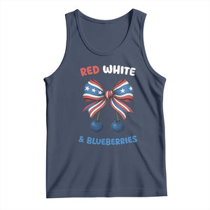 Red White and Blueberries Tank Top Retro Coquette Bow Vintage American Flag TS02 Navy Print Your Wear