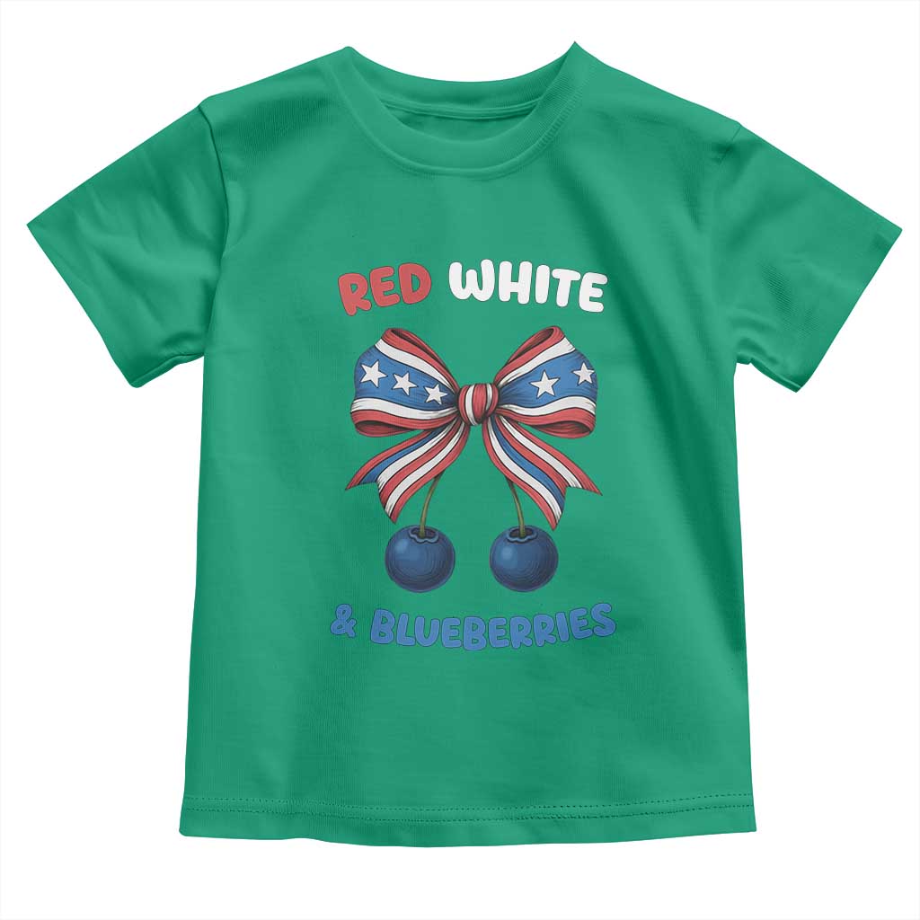 Red White and Blueberries Toddler T Shirt Retro Coquette Bow Vintage American Flag TS02 Irish Green Print Your Wear
