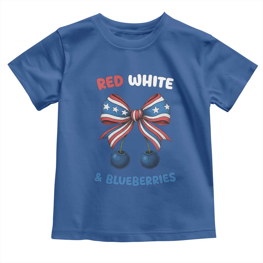 Red White and Blueberries Toddler T Shirt Retro Coquette Bow Vintage American Flag TS02 Royal Blue Print Your Wear