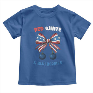 Red White and Blueberries Toddler T Shirt Retro Coquette Bow Vintage American Flag TS02 Royal Blue Print Your Wear