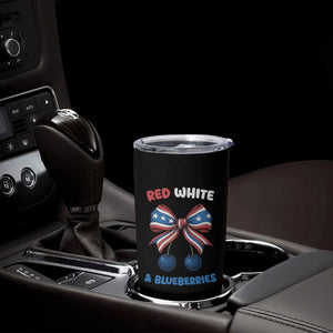 Red White and Blueberries Tumbler Cup Retro Coquette Bow Vintage American Flag TS02 Print Your Wear