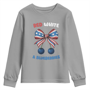 Red White and Blueberries Youth Sweatshirt Retro Coquette Bow Vintage American Flag TS02 Sport Gray Print Your Wear