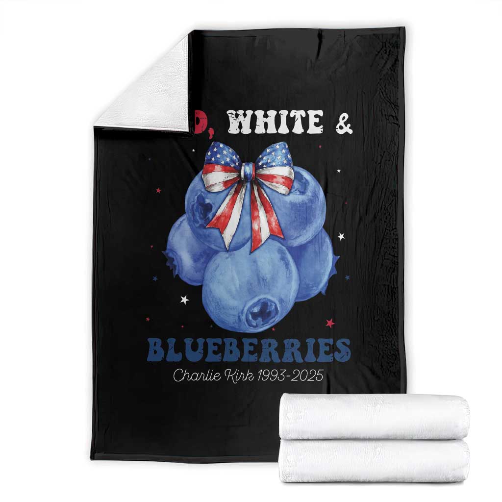 Red White and Blueberries Throw Blanket Charlie Kirk Tribute 1993 2025 Memorial TS02 Black Print Your Wear