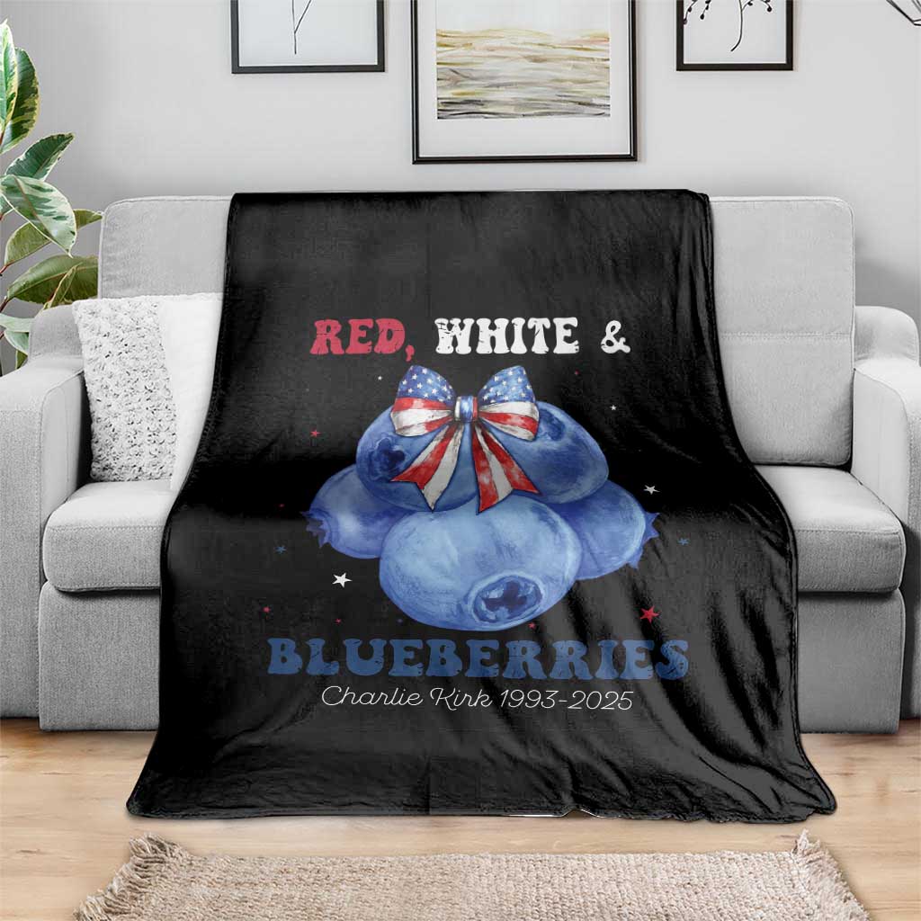 Red White and Blueberries Throw Blanket Charlie Kirk Tribute 1993 2025 Memorial TS02 Print Your Wear