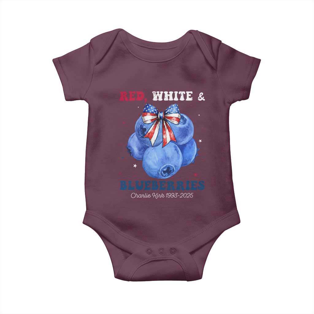 Red White and Blueberries Baby Onesie Charlie Kirk Tribute 1993 2025 Memorial TS02 Maroon Print Your Wear