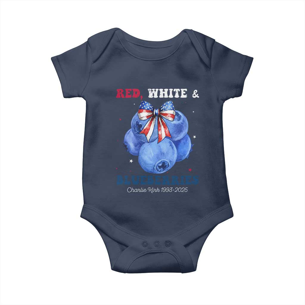 Red White and Blueberries Baby Onesie Charlie Kirk Tribute 1993 2025 Memorial TS02 Navy Print Your Wear
