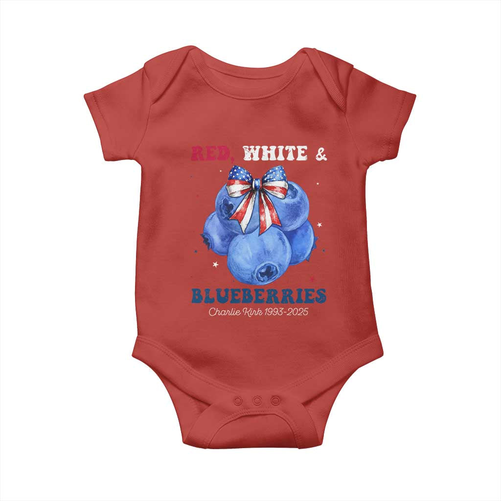 Red White and Blueberries Baby Onesie Charlie Kirk Tribute 1993 2025 Memorial TS02 Red Print Your Wear