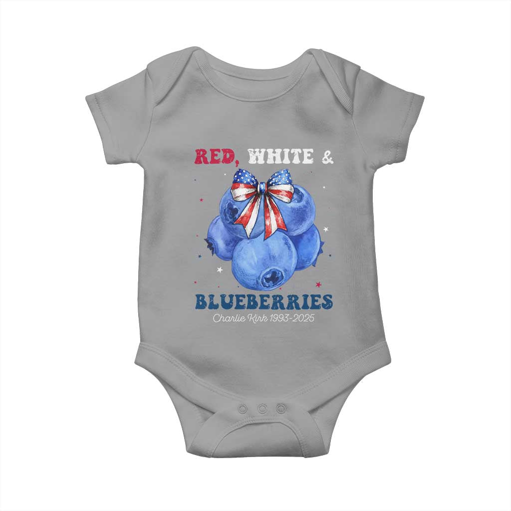 Red White and Blueberries Baby Onesie Charlie Kirk Tribute 1993 2025 Memorial TS02 Sport Gray Print Your Wear