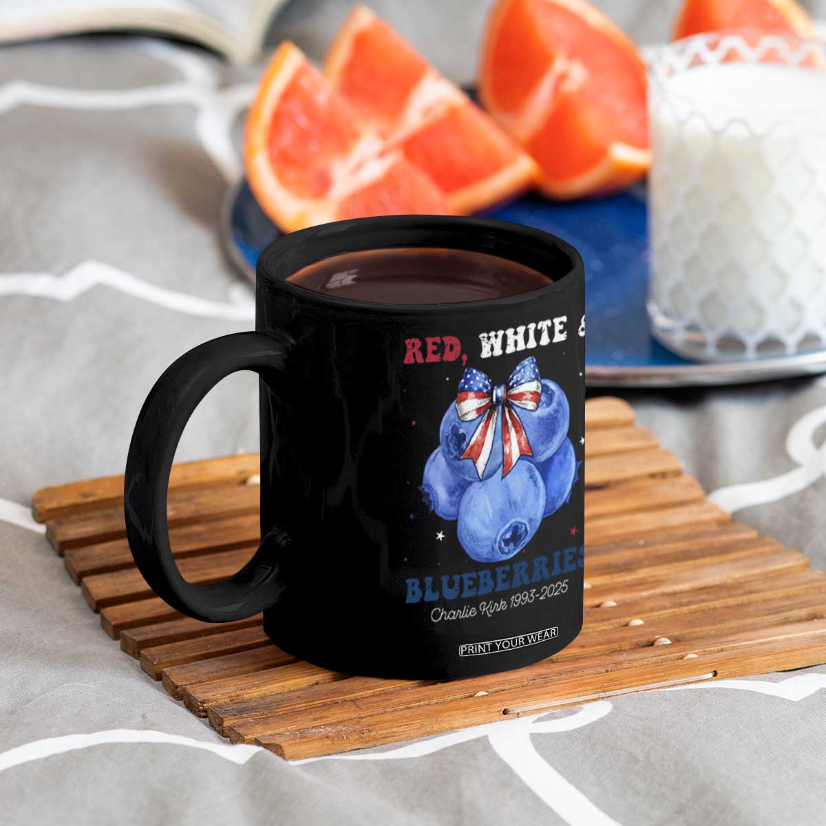 Red White and Blueberries Coffee Mug Charlie Kirk Tribute 1993 2025 Memorial TS02 Print Your Wear