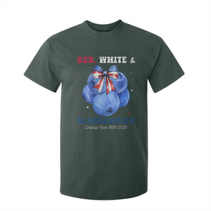 Red White and Blueberries T Shirt For Kid Charlie Kirk Tribute 1993 2025 Memorial TS02 Dark Forest Green Print Your Wear