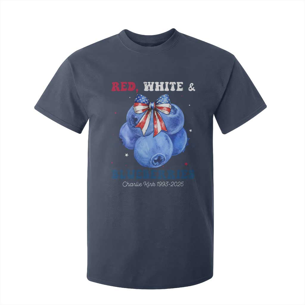 Red White and Blueberries T Shirt For Kid Charlie Kirk Tribute 1993 2025 Memorial TS02 Navy Print Your Wear
