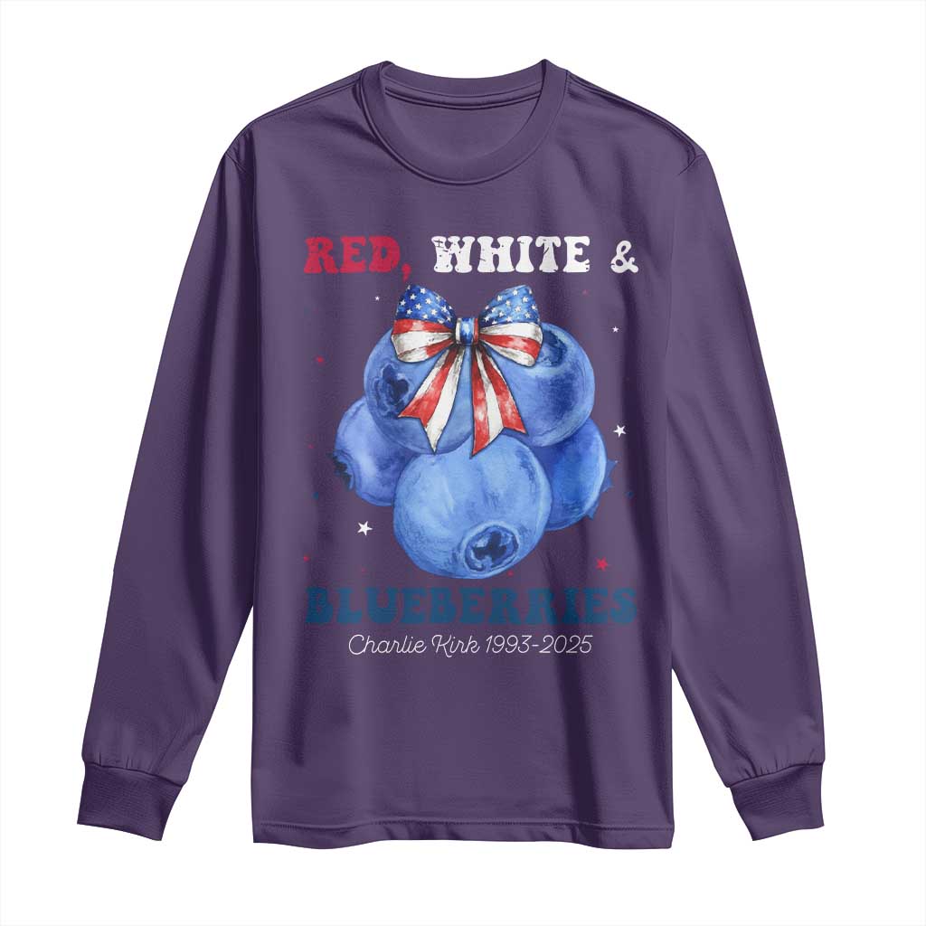 Red White and Blueberries Long Sleeve Shirt Charlie Kirk Tribute 1993 2025 Memorial TS02 Purple Print Your Wear