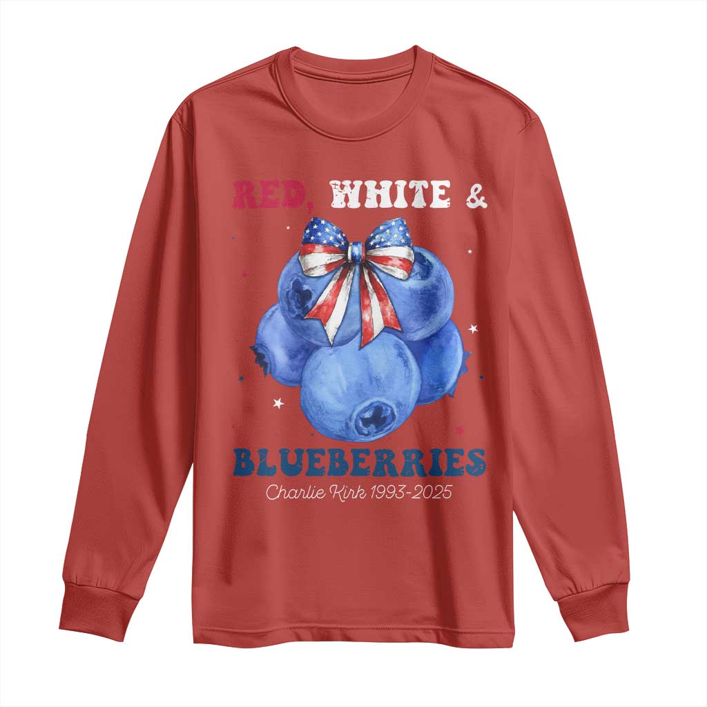 Red White and Blueberries Long Sleeve Shirt Charlie Kirk Tribute 1993 2025 Memorial TS02 Red Print Your Wear