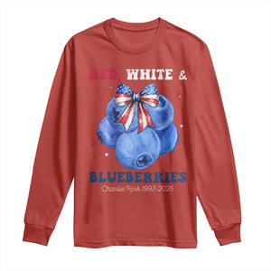 Red White and Blueberries Long Sleeve Shirt Charlie Kirk Tribute 1993 2025 Memorial TS02 Red Print Your Wear