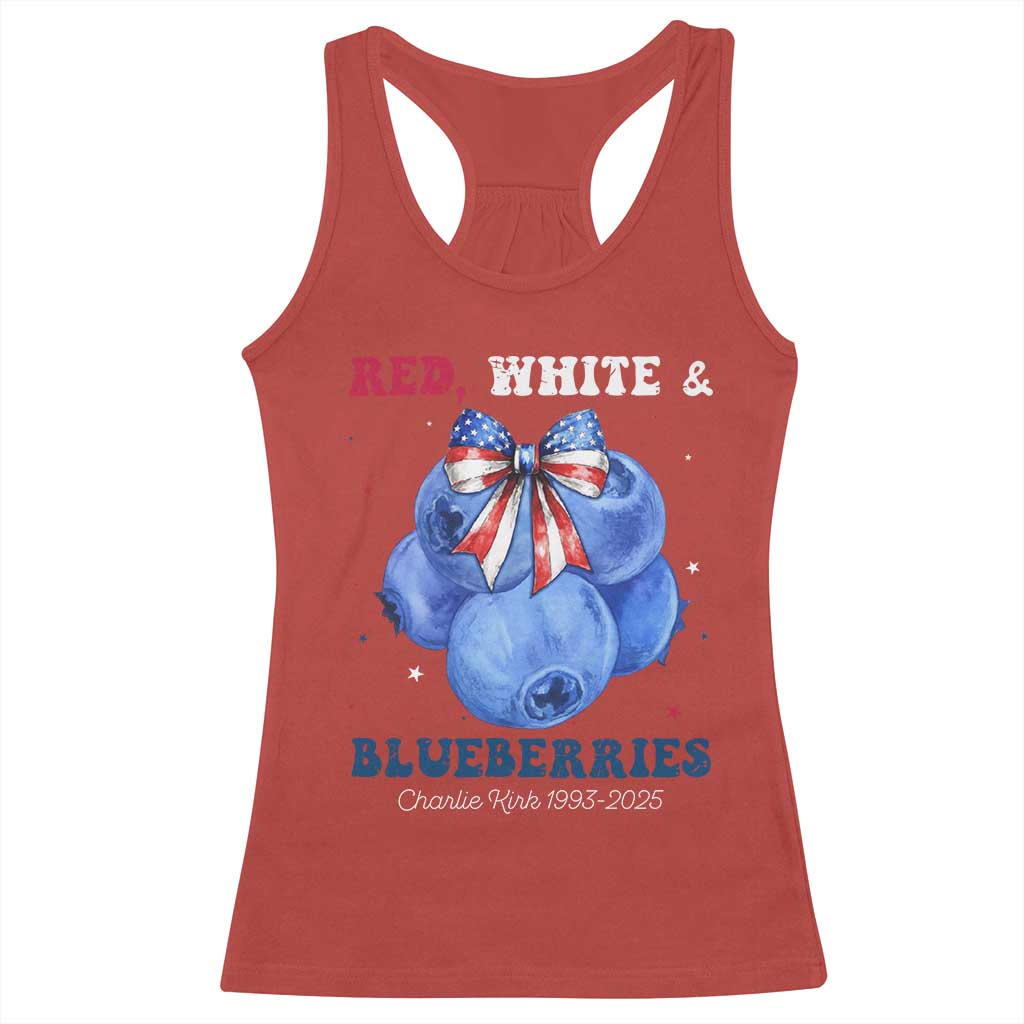 Red White and Blueberries Racerback Tank Top Charlie Kirk Tribute 1993 2025 Memorial TS02 Red Print Your Wear