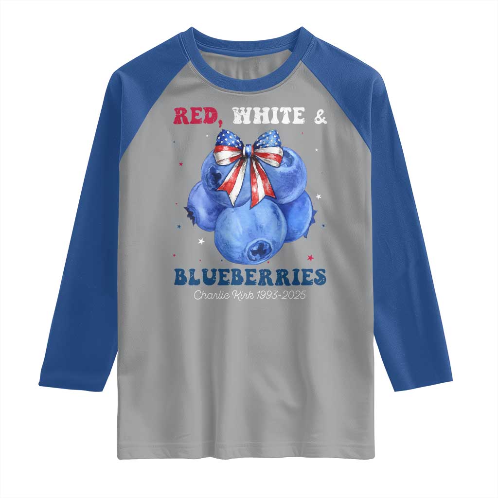 Red White and Blueberries Raglan Shirt Charlie Kirk Tribute 1993 2025 Memorial TS02 Sport Gray Royal Print Your Wear