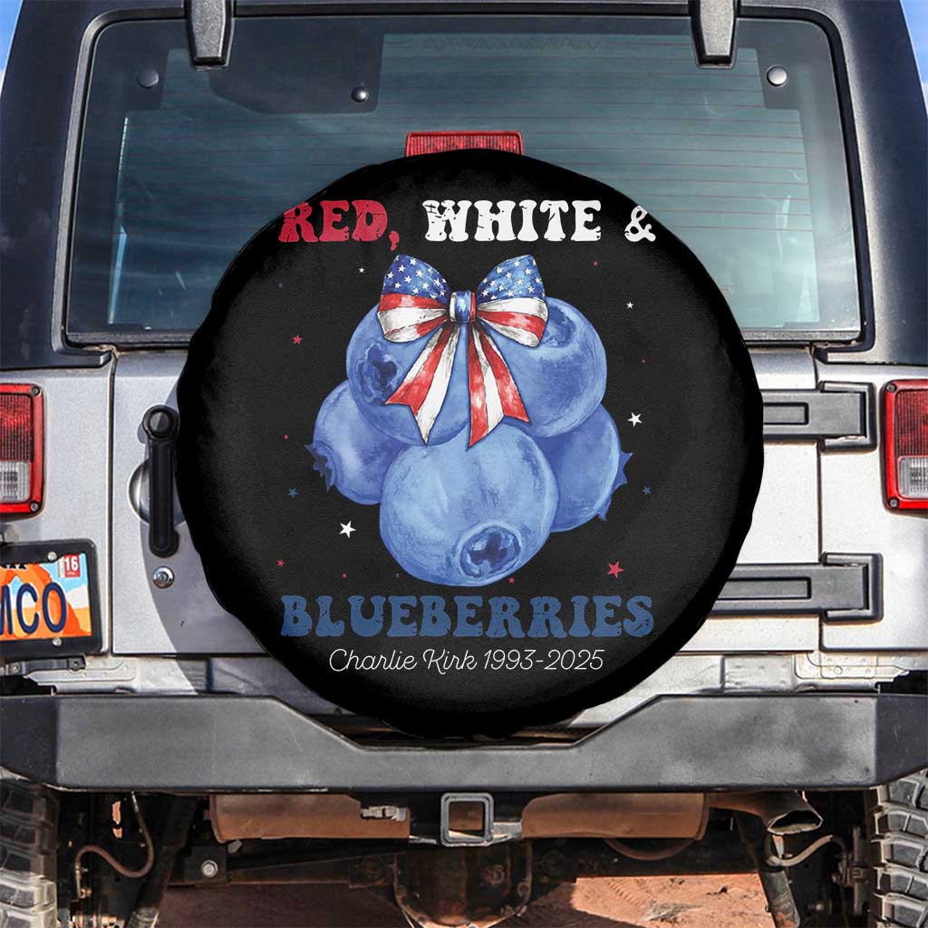 Red White and Blueberries Spare Tire Cover Charlie Kirk Tribute 1993 2025 Memorial TS02 No hole Black Print Your Wear