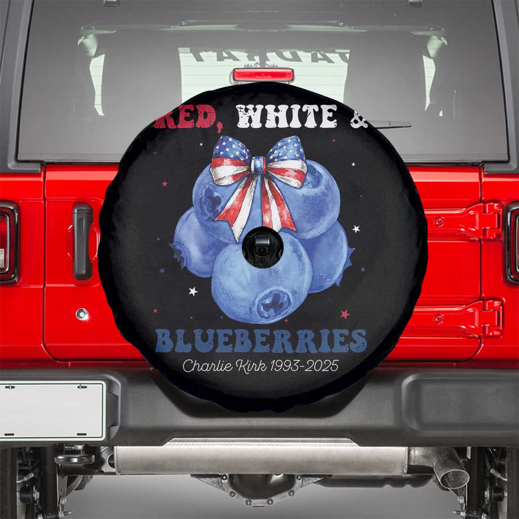 Red White and Blueberries Spare Tire Cover Charlie Kirk Tribute 1993 2025 Memorial TS02 Black Print Your Wear