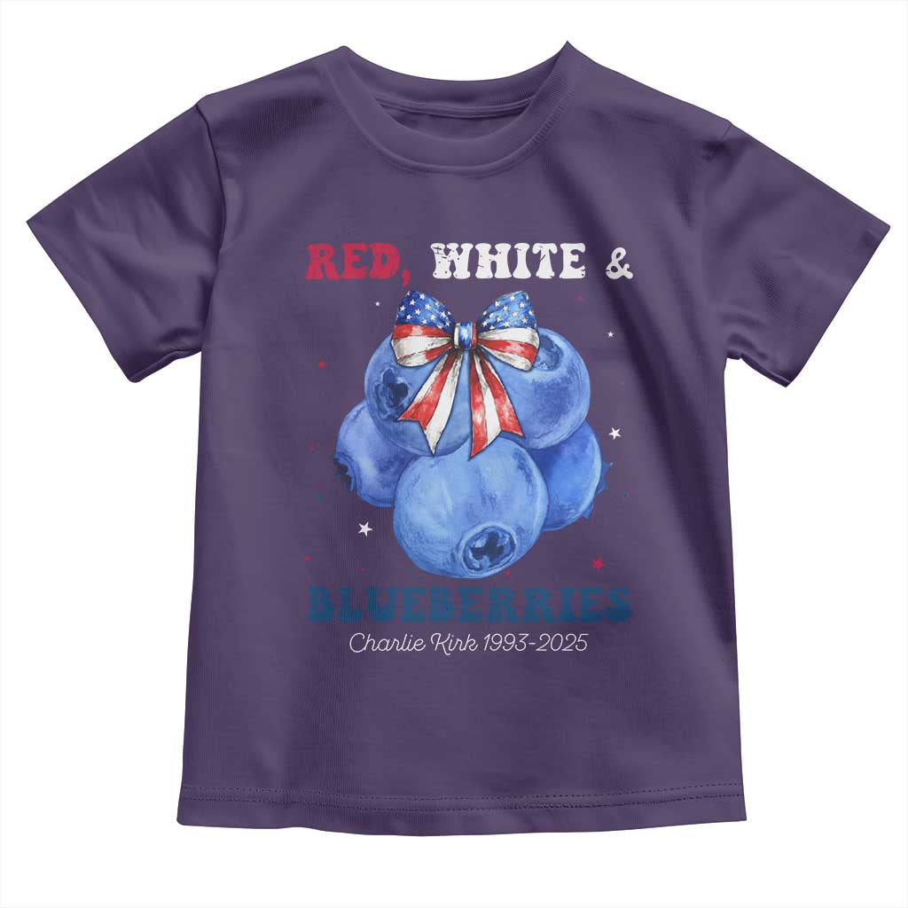 Red White and Blueberries Toddler T Shirt Charlie Kirk Tribute 1993 2025 Memorial TS02 Purple Print Your Wear