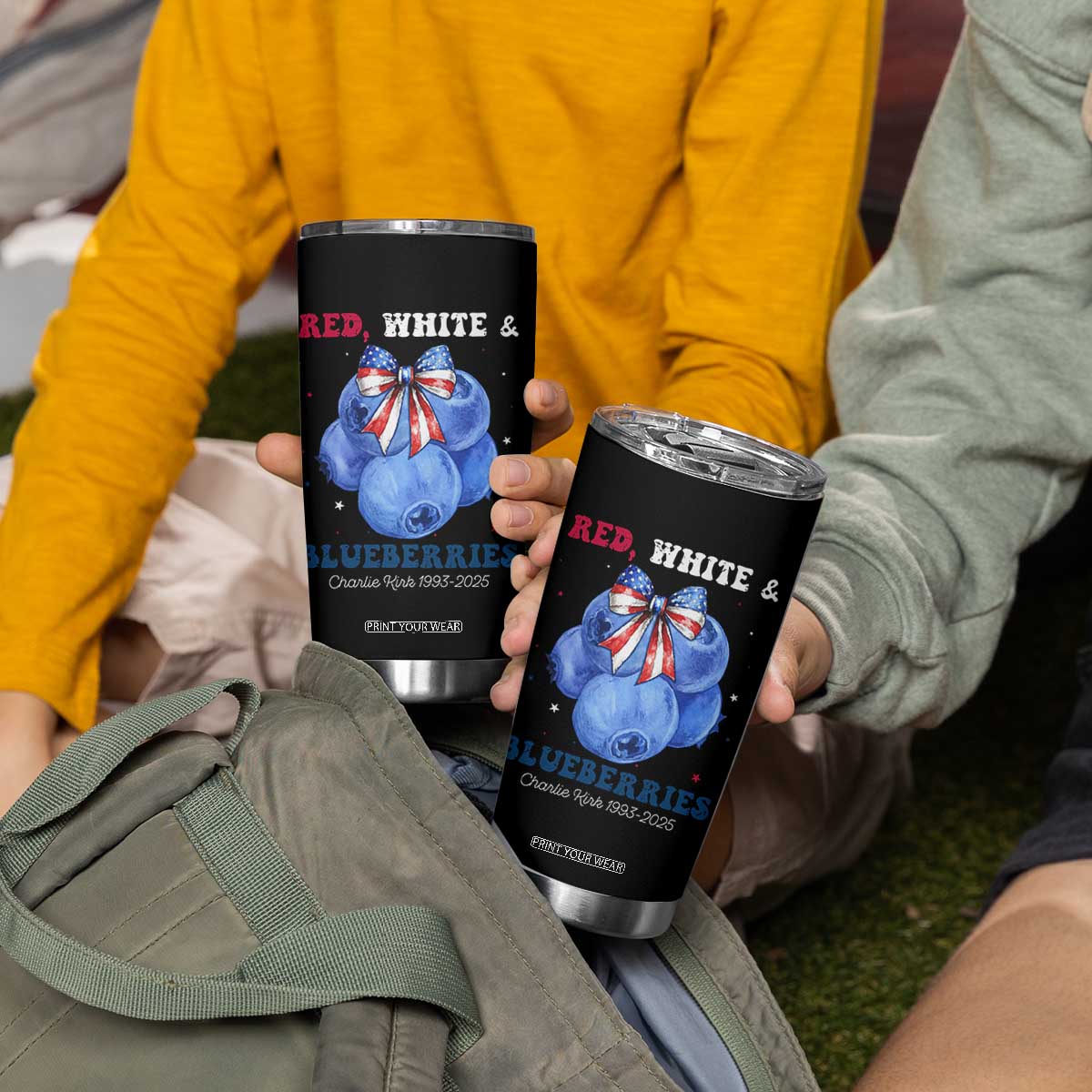 Red White and Blueberries Tumbler Cup Charlie Kirk Tribute 1993 2025 Memorial TS02 Print Your Wear