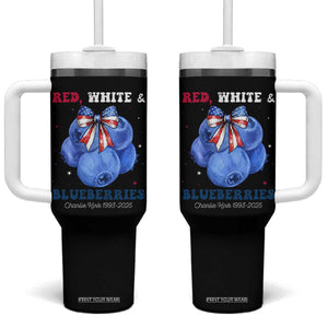 Red White and Blueberries Tumbler With Handle Charlie Kirk Tribute 1993 2025 Memorial TS02 One Size: 40 oz Black Print Your Wear