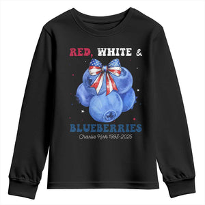 Red White and Blueberries Youth Sweatshirt Charlie Kirk Tribute 1993 2025 Memorial TS02 Black Print Your Wear