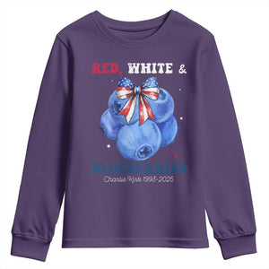 Red White and Blueberries Youth Sweatshirt Charlie Kirk Tribute 1993 2025 Memorial TS02 Purple Print Your Wear