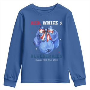 Red White and Blueberries Youth Sweatshirt Charlie Kirk Tribute 1993 2025 Memorial TS02 Royal Blue Print Your Wear