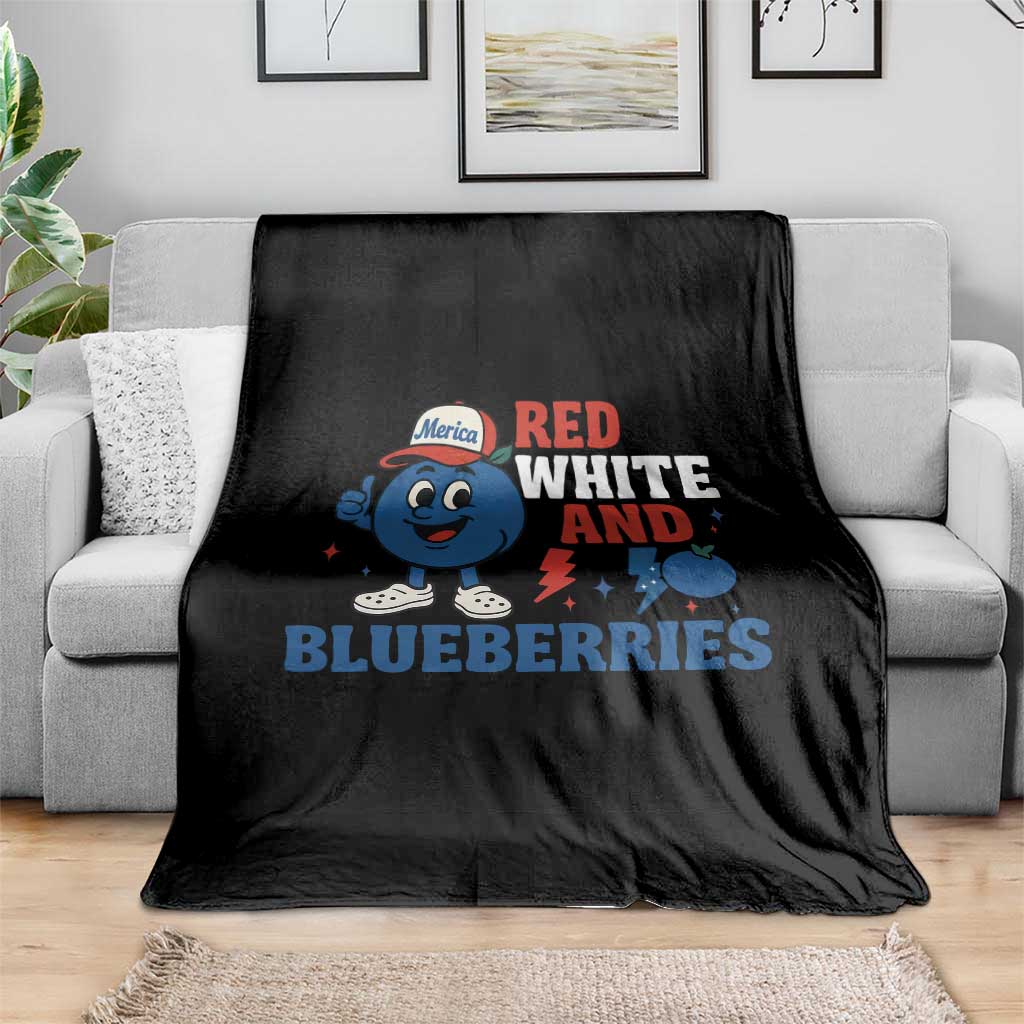 Red White and Blueberries Throw Blanket Patriotic Fruit Cartoon Graphic TS02 Print Your Wear