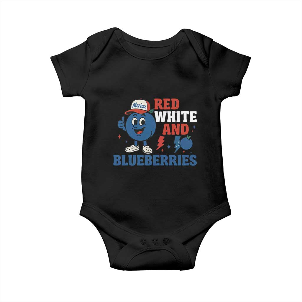 Red White and Blueberries Baby Onesie Patriotic Fruit Cartoon Graphic TS02 Black Print Your Wear