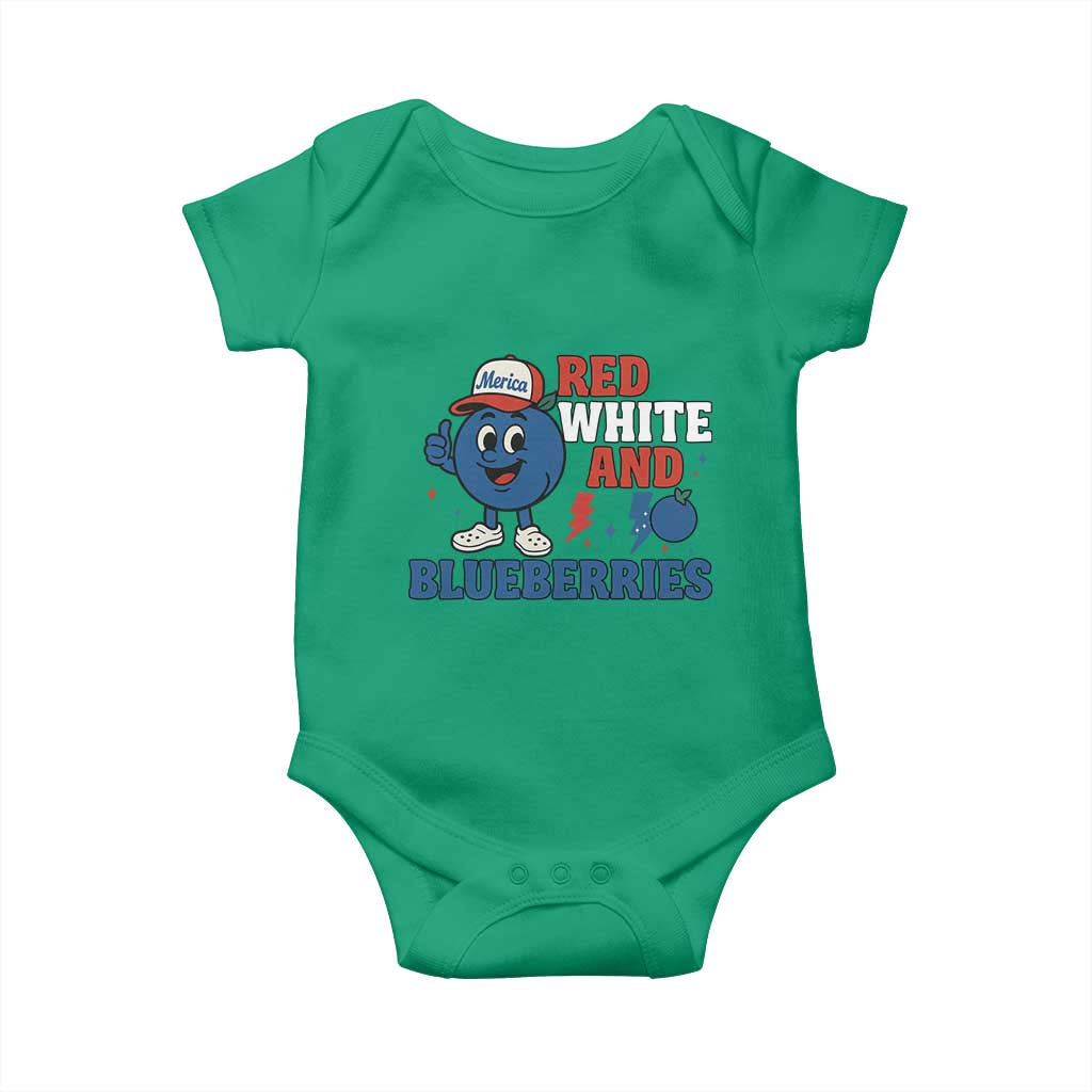 Red White and Blueberries Baby Onesie Patriotic Fruit Cartoon Graphic TS02 Irish Green Print Your Wear