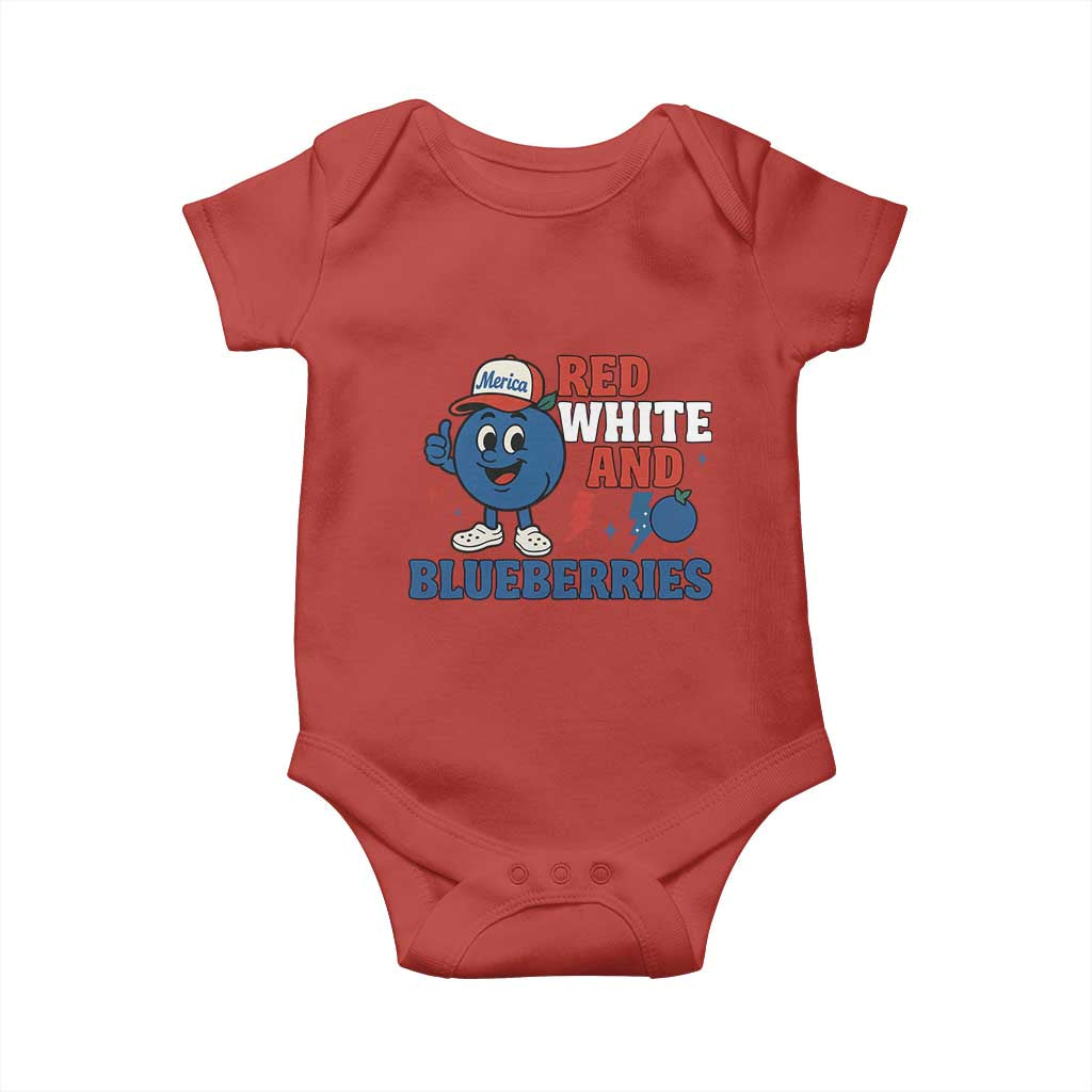 Red White and Blueberries Baby Onesie Patriotic Fruit Cartoon Graphic TS02 Red Print Your Wear