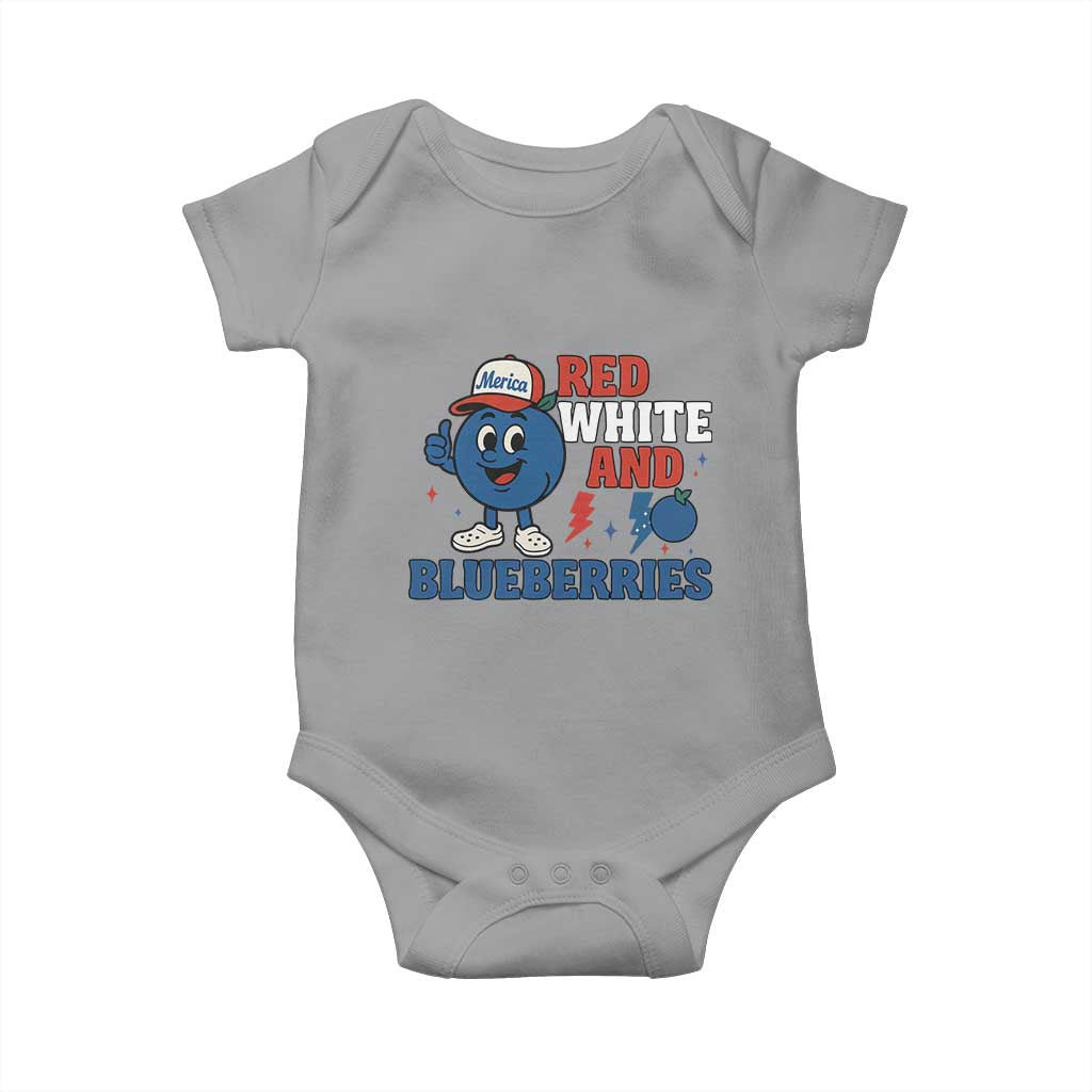 Red White and Blueberries Baby Onesie Patriotic Fruit Cartoon Graphic TS02 Sport Gray Print Your Wear