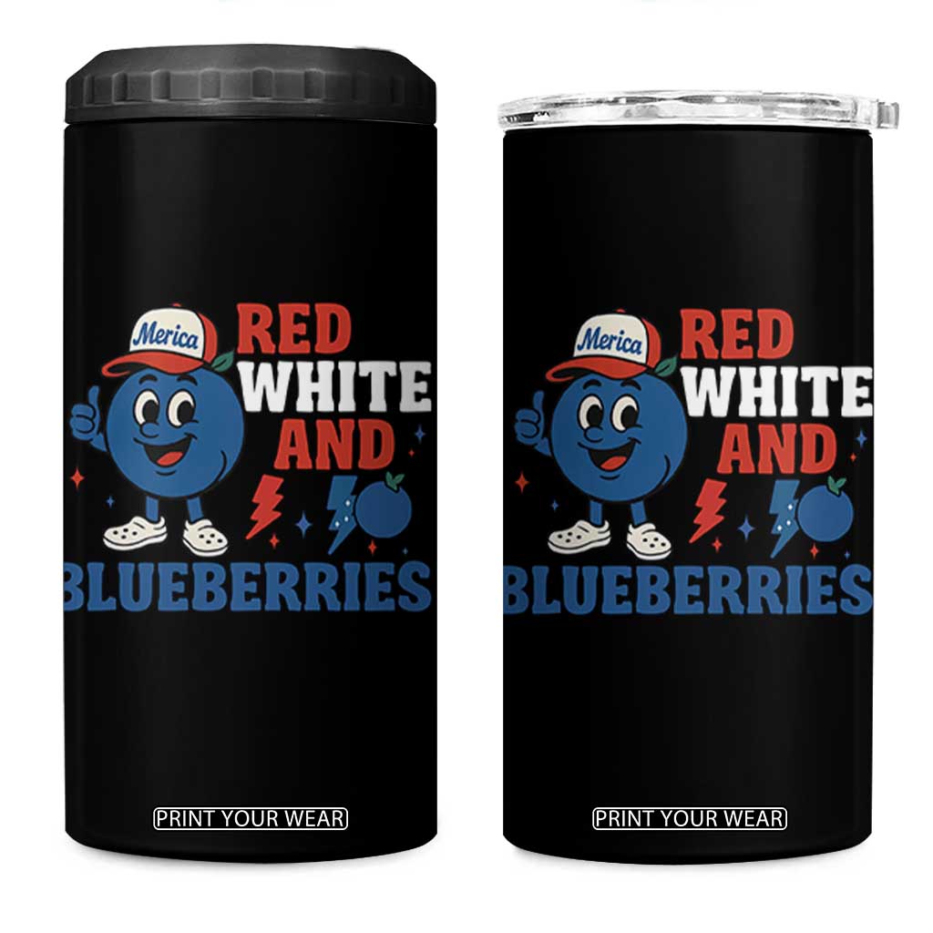 Red White and Blueberries 4 in 1 Can Cooler Tumbler Patriotic Fruit Cartoon Graphic TS02 One Size: 16 oz Black Print Your Wear