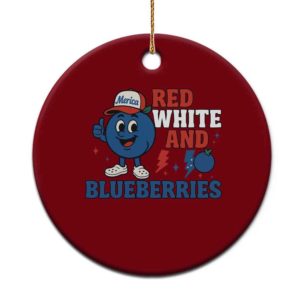Red White and Blueberries Ceramic Ornament Patriotic Fruit Cartoon Graphic - Print Your Wear