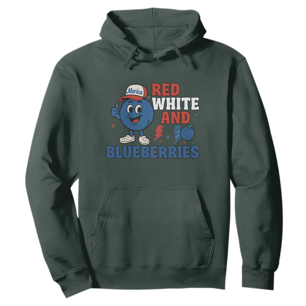 Red White and Blueberries Hoodie Patriotic Fruit Cartoon Graphic TS02 Dark Forest Green Print Your Wear