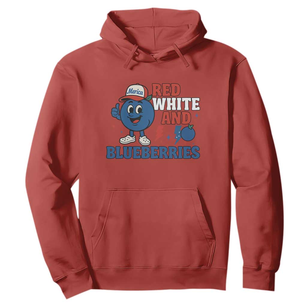 Red White and Blueberries Hoodie Patriotic Fruit Cartoon Graphic TS02 Red Print Your Wear