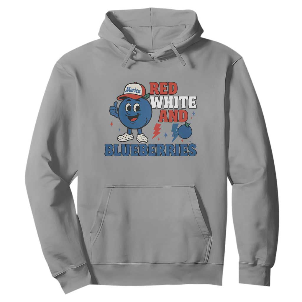 Red White and Blueberries Hoodie Patriotic Fruit Cartoon Graphic TS02 Sport Gray Print Your Wear