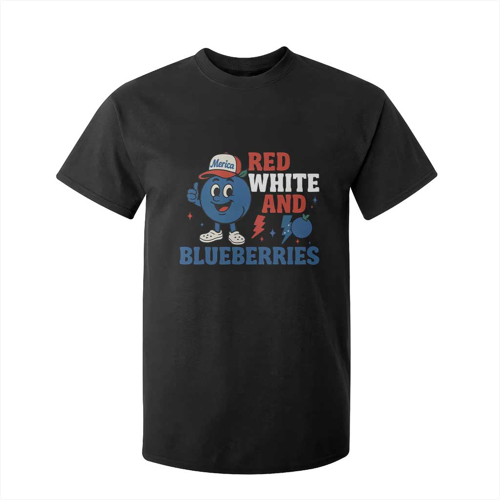 Red White and Blueberries T Shirt For Kid Patriotic Fruit Cartoon Graphic TS02 Black Print Your Wear