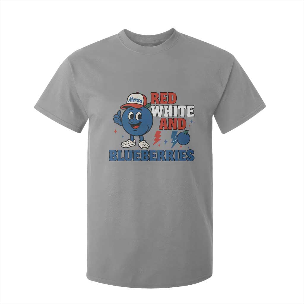 Red White and Blueberries T Shirt For Kid Patriotic Fruit Cartoon Graphic TS02 Sport Gray Print Your Wear