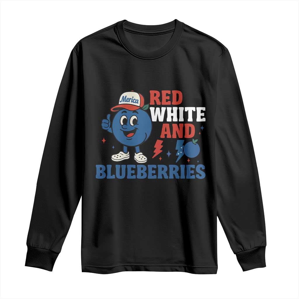 Red White and Blueberries Long Sleeve Shirt Patriotic Fruit Cartoon Graphic TS02 Black Print Your Wear