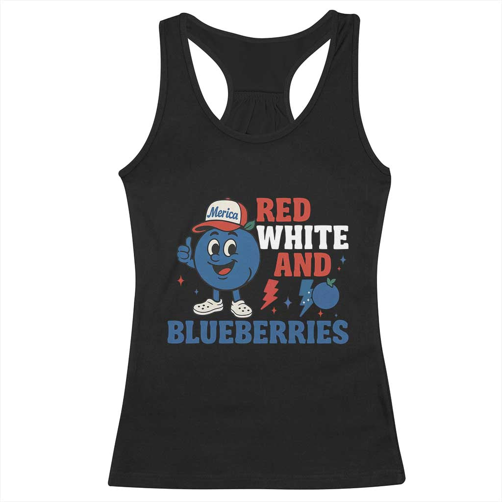 Red White and Blueberries Racerback Tank Top Patriotic Fruit Cartoon Graphic TS02 Black Print Your Wear