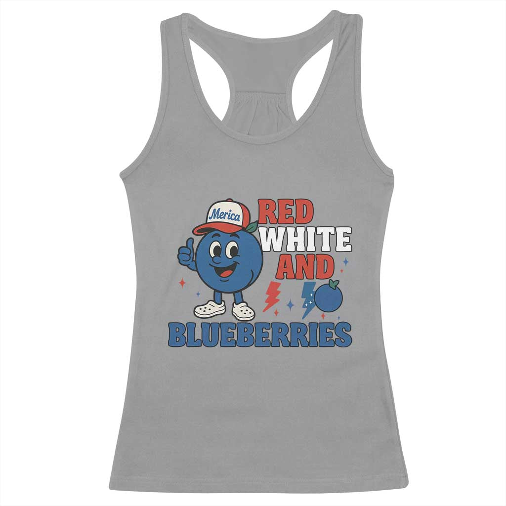 Red White and Blueberries Racerback Tank Top Patriotic Fruit Cartoon Graphic TS02 Sport Gray Print Your Wear